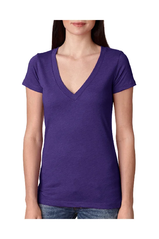 Sports Trend Next Level Womens Jersey Short Sleeve V-Neck T-Shirt - Purple Rush - Closeout Sports Trend Next Level Womens Jersey Short Sleeve V-Neck T-Shirt - Purple Rush - Closeout