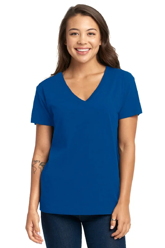 Effortless Style Next Level Womens Relaxed Short Sleeve V-Neck T-Shirt - Royal Blue - Closeout Effortless Style Next Level Womens Relaxed Short Sleeve V-Neck T-Shirt - Royal Blue - Closeout