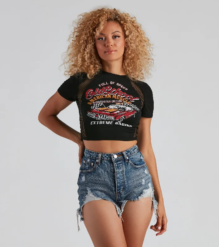 High-end Jackets Old School Graphic Fishnet Tee