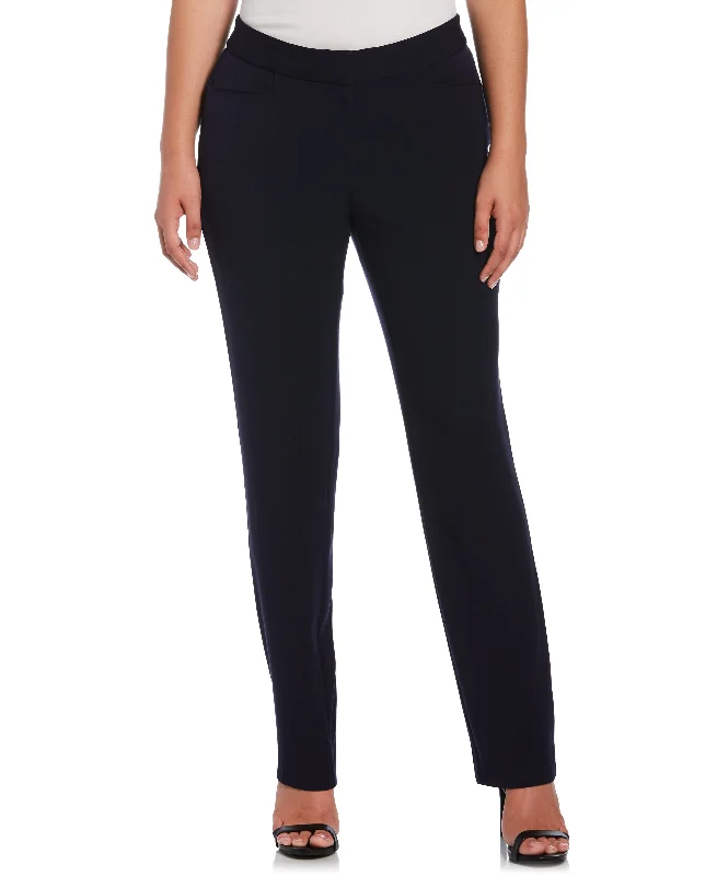 Comfortable Lifestyle Petite Gabardine Straight Leg Pant - Curvy Fit