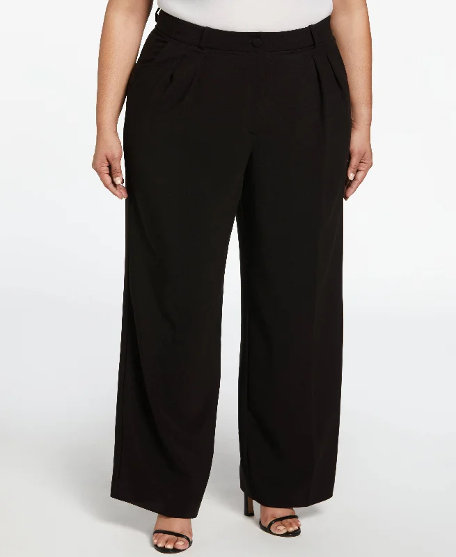 Sporty Wear Plus Size High Rise Gabardine Wide Leg Pant