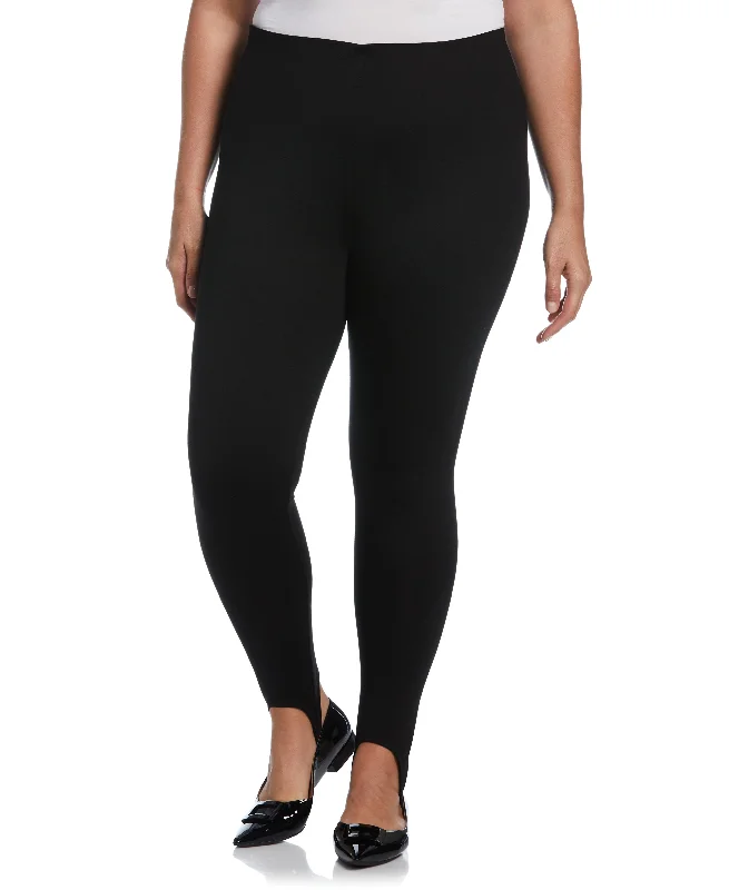 Leisure Travel Plus Size Ponte Knit Pull-On Stirrup Legging