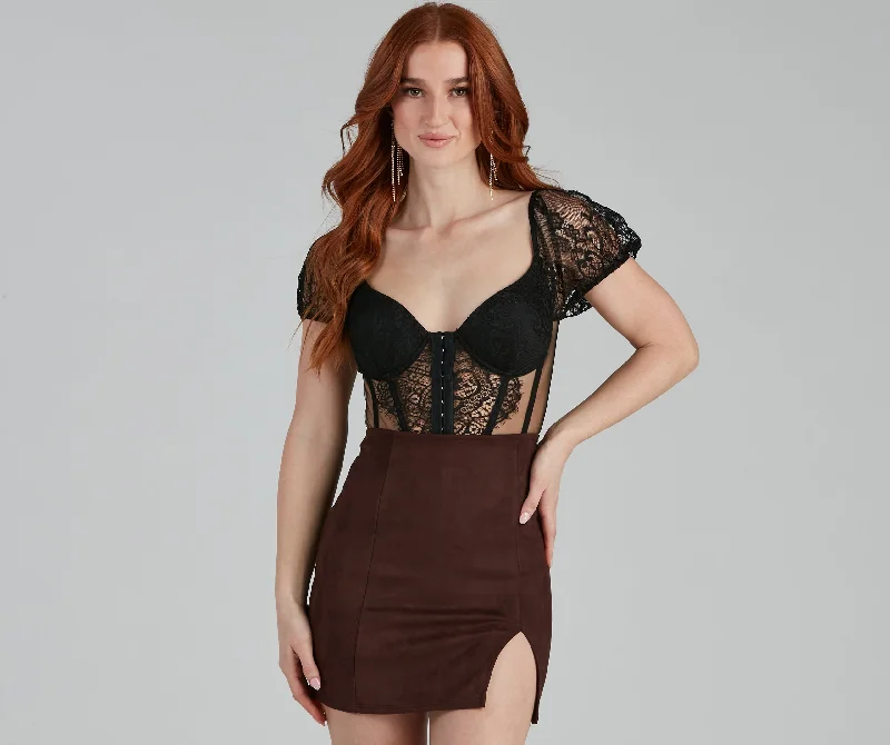 Active Tops Romantic Fling Cap Sleeve Corset Bodysuit