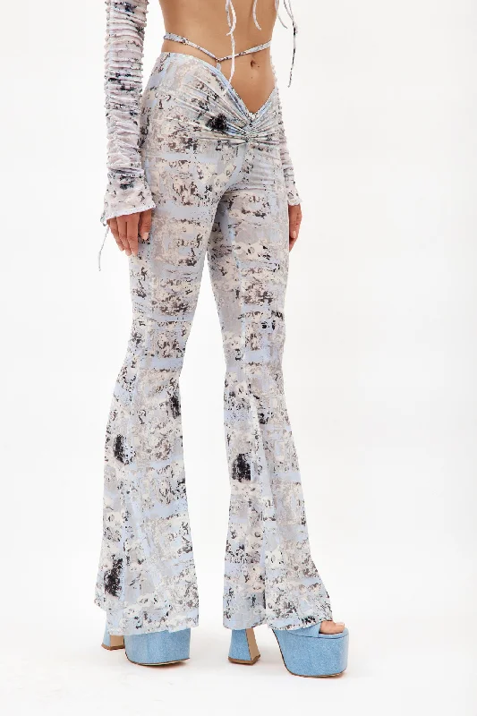 Urban Design Sense Ruched Cloud Print Trousers