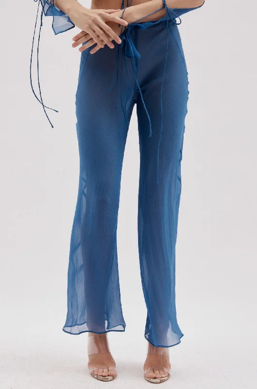 Street Charm Silk Chiffon Denim Bias Trouser