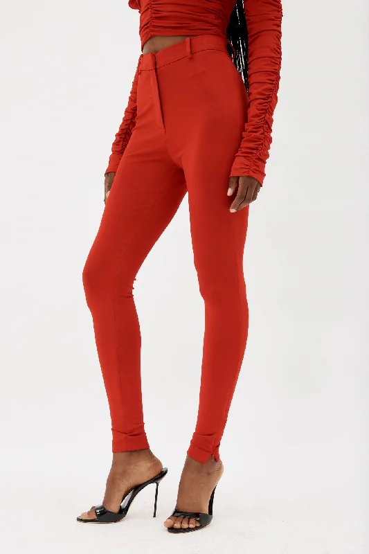 Leisure Travel Skinny Red Tailored Trousers