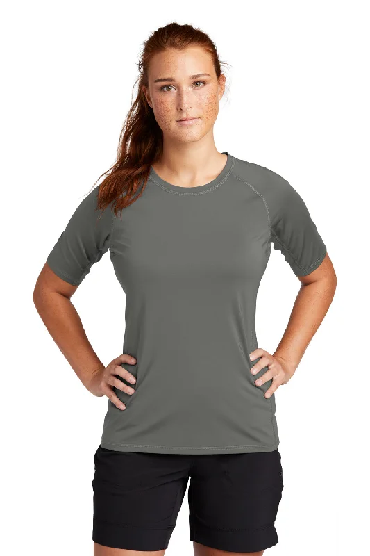 Fresh And Natural Sport-Tek Womens Rashguard Moisture Wicking Short Sleeve Crewneck T-Shirt - Dark Smoke Grey Fresh And Natural Sport-Tek Womens Rashguard Moisture Wicking Short Sleeve Crewneck T-Shirt - Dark Smoke Grey