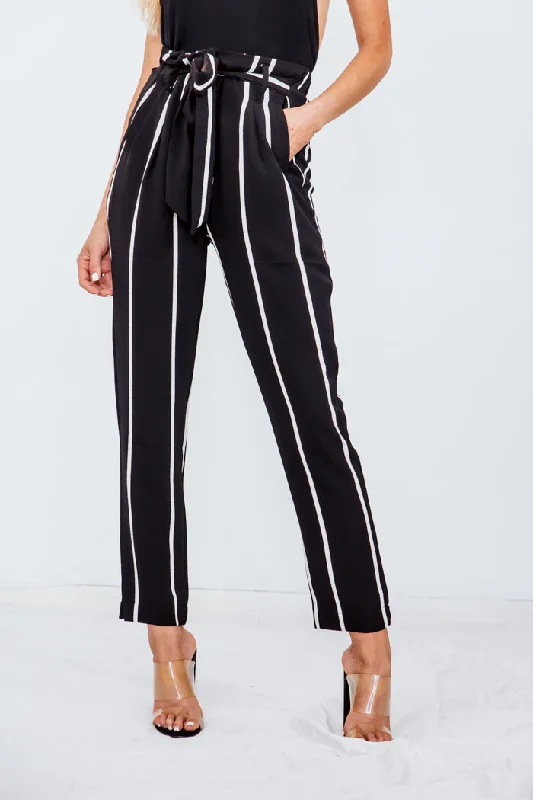 Body Design Striped Pant with Tie Waist