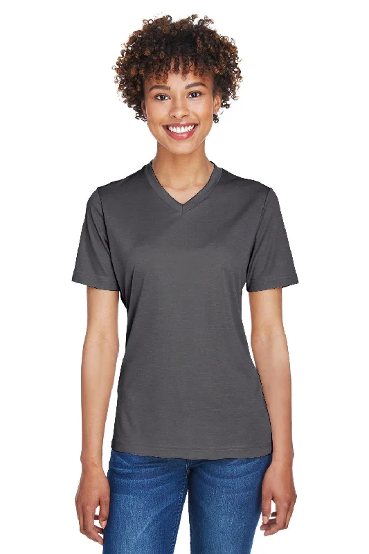 Breezy Comfort Team 365 Womens Sonic Performance Heather Moisture Wicking Short Sleeve V-Neck T-Shirt - Heather Dark Grey Breezy Comfort Team 365 Womens Sonic Performance Heather Moisture Wicking Short Sleeve V-Neck T-Shirt - Heather Dark Grey