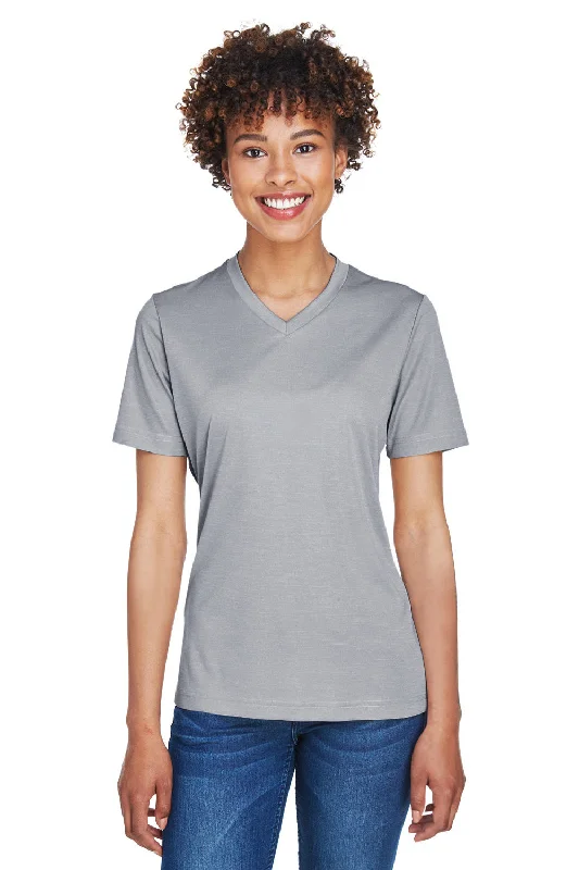 Comfortable Sweaters Team 365 Womens Sonic Performance Heather Moisture Wicking Short Sleeve V-Neck T-Shirt - Heather Grey Comfortable Sweaters Team 365 Womens Sonic Performance Heather Moisture Wicking Short Sleeve V-Neck T-Shirt - Heather Grey