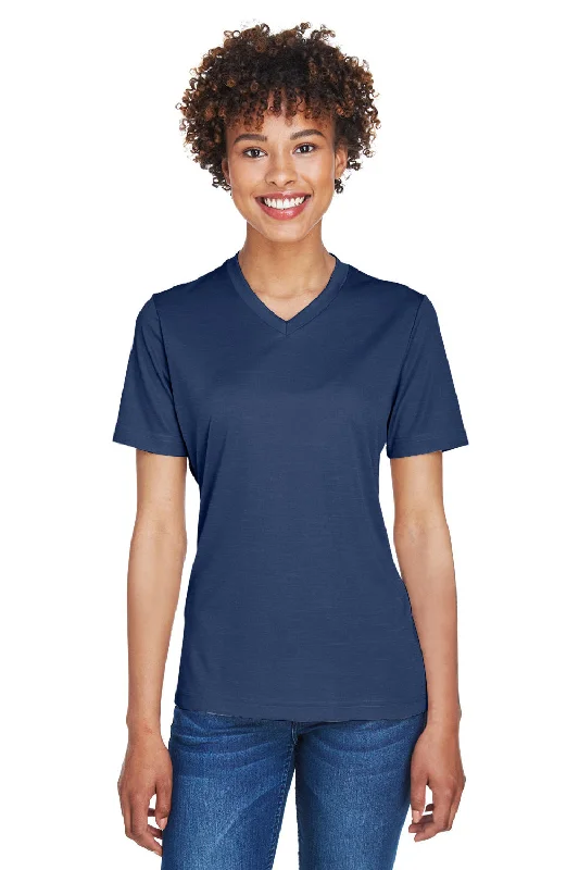 Effortless Looks Team 365 Womens Sonic Performance Heather Moisture Wicking Short Sleeve V-Neck T-Shirt - Heather Dark Navy Blue Effortless Looks Team 365 Womens Sonic Performance Heather Moisture Wicking Short Sleeve V-Neck T-Shirt - Heather Dark Navy Blue