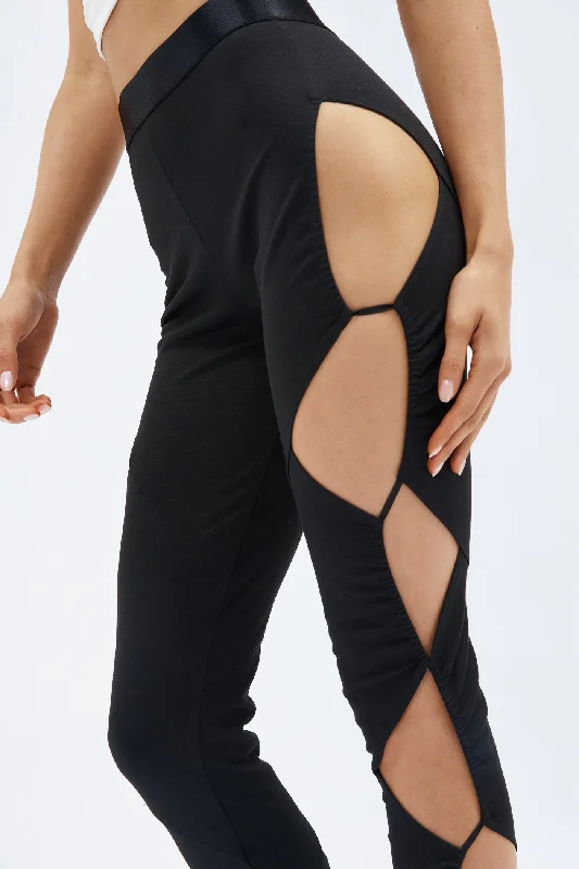 Comfortable Mind Tension Black Cut Out Pant