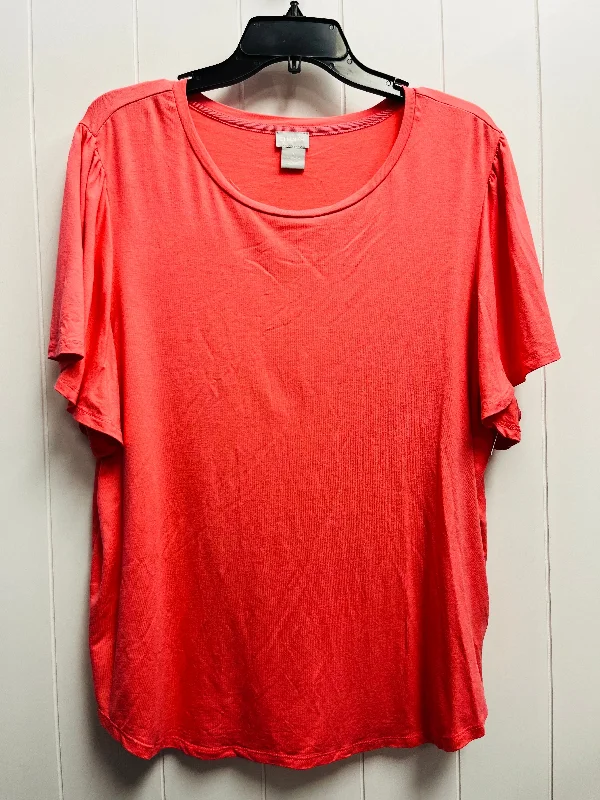 Effortless Comfort Top Short Sleeve Basic By Chicos In Coral, Size: Xl
