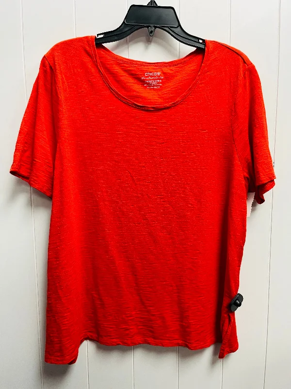 Trendy Casuals Top Short Sleeve Basic By Chicos In Red, Size: Xl