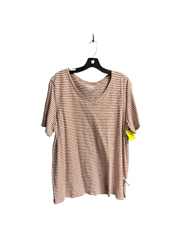 Easy Style Top Short Sleeve Basic By Chicos In Striped Pattern, Size: Xl