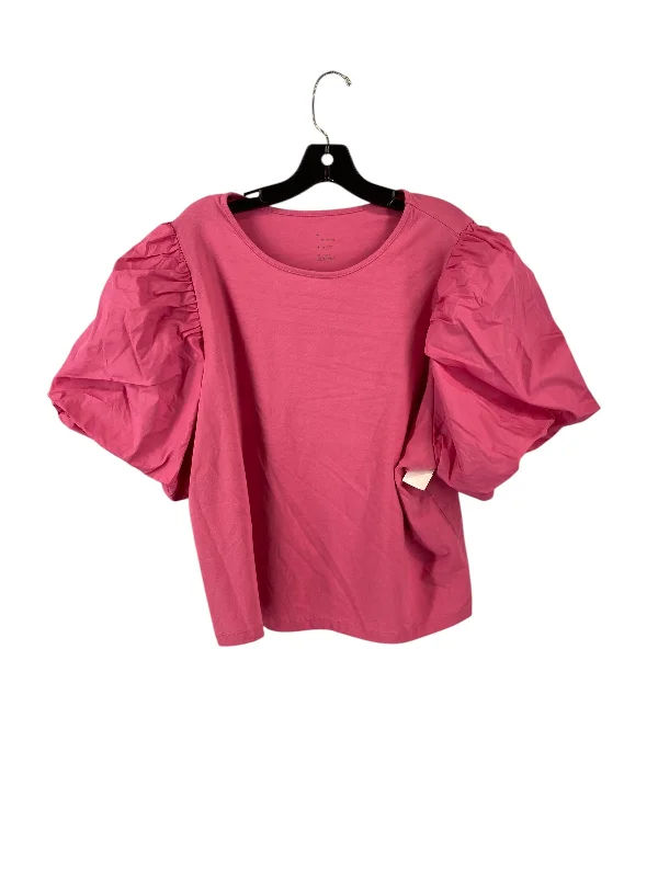 Denim Design Top Short Sleeve By A New Day In Pink, Size: 2x