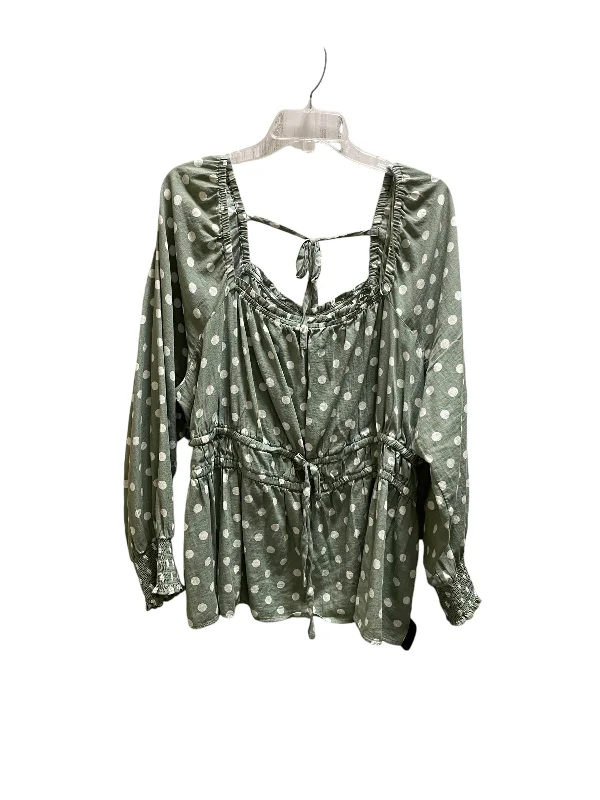 Classic Style Top Short Sleeve By Ava & Viv In Green, Size: 2x