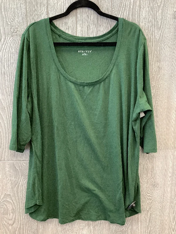 Modern Chic Top Short Sleeve By Ava & Viv In Green, Size: 2x