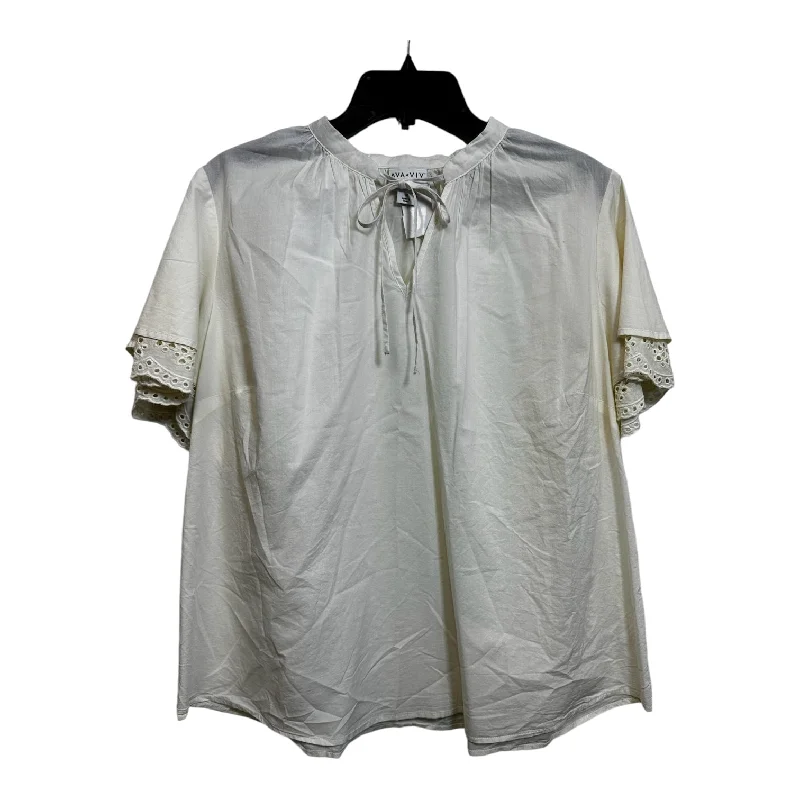 Versatile Outfits Top Short Sleeve By Ava & Viv In Ivory, Size: 1x