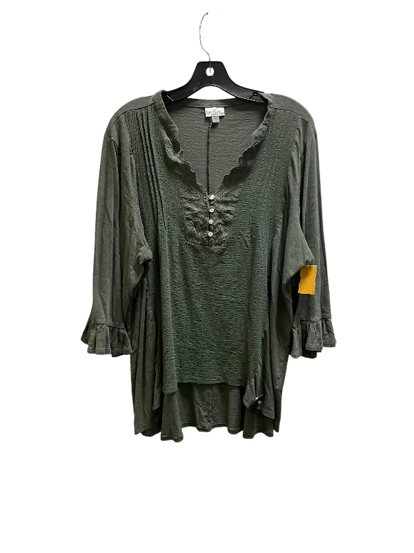 Sports And Leisure Top Short Sleeve By Avenue In Green, Size: 3x