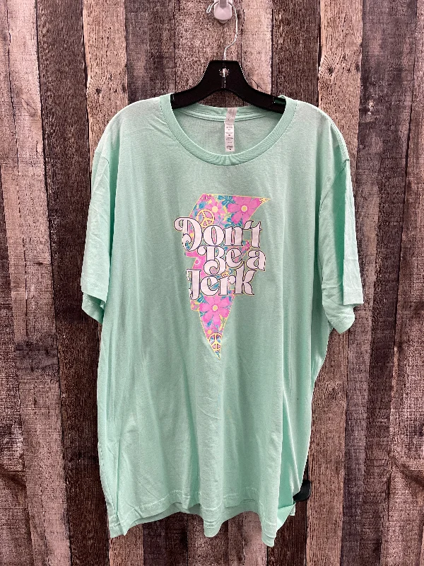 Trendy Items Top Short Sleeve By Bella + Canvas In Green, Size: 2x