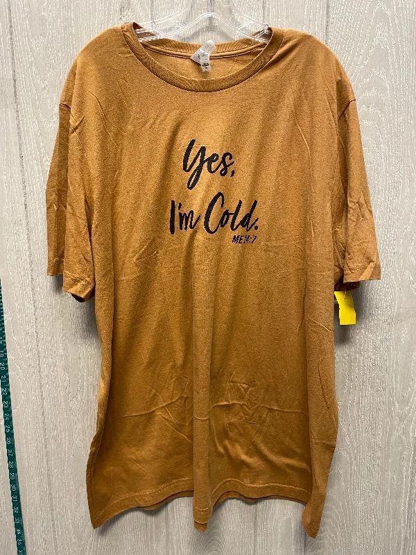 Exclusive Customization Top Short Sleeve By Bella + Canvas In Tan, Size: 3x
