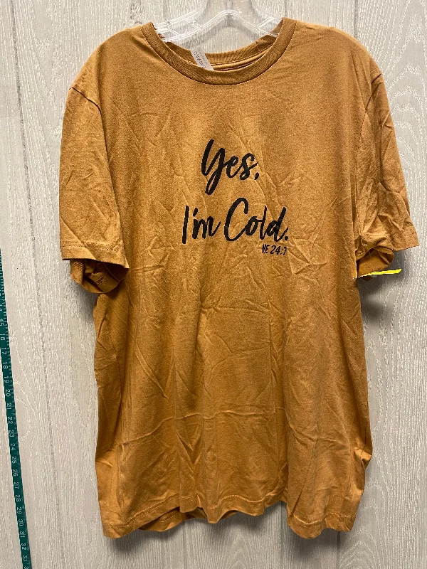 Youthful Street Fashion Top Short Sleeve By Bella + Canvas In Tan, Size: Xl
