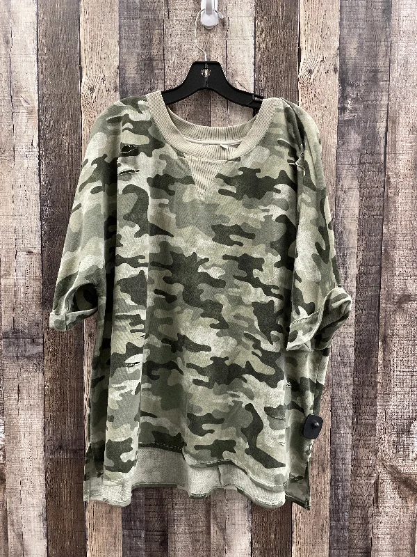 Easygoing Style Top Short Sleeve By Cato In Camouflage Print, Size: 3x