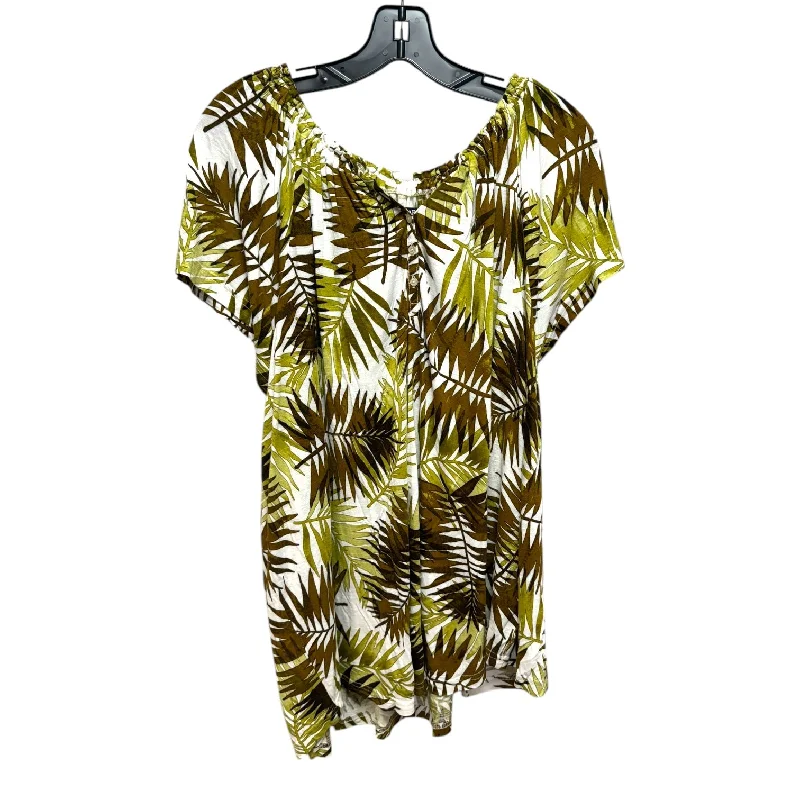 Goddess Outfit Top Short Sleeve By Chaps In Tropical Print, Size: Xxl