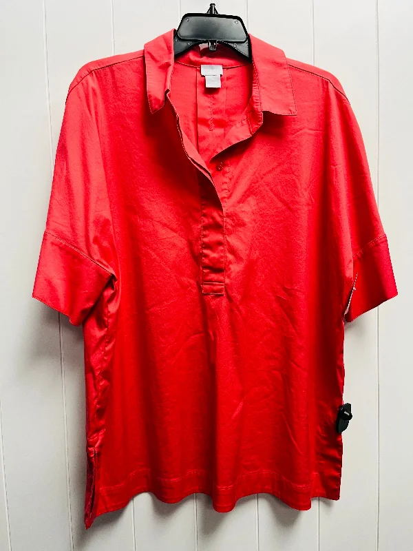 Breezy Style Top Short Sleeve By Chicos In Coral, Size: Xl