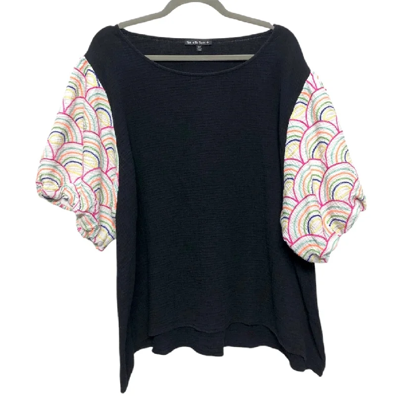 Thin Design Top Short Sleeve By Cmc In Black, Size: 3x