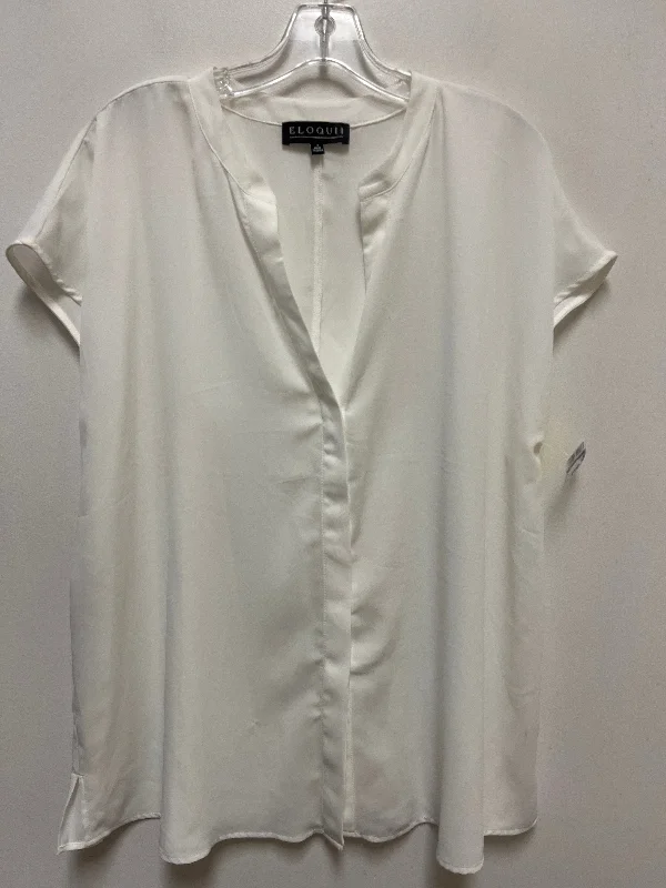 Elegant Outline Top Short Sleeve By Eloquii In White, Size: 1x