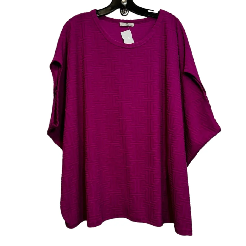 Stylish Jackets Top Short Sleeve By Entro In Pink, Size: 1x