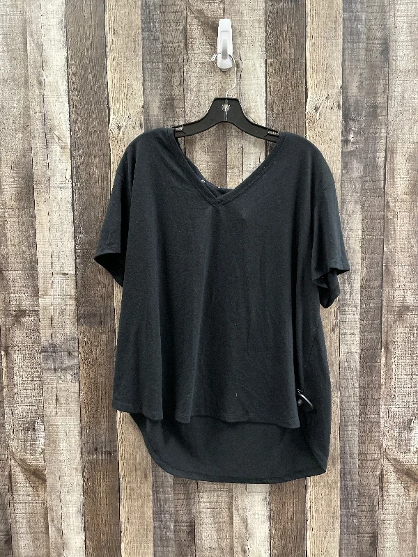 New Autumn And Winter Styles Top Short Sleeve By Gap In Black, Size: 2x