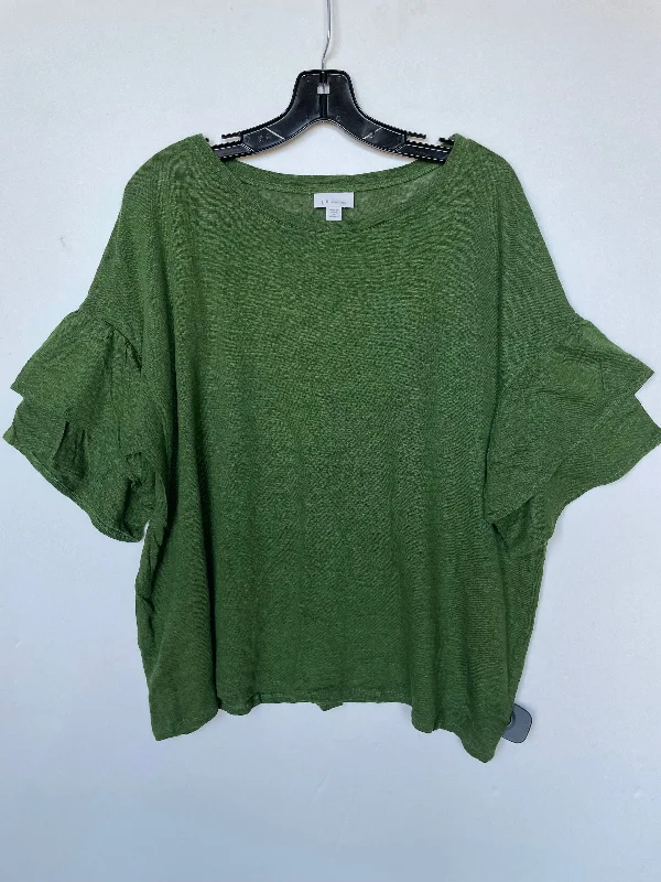 Sporty Comfort Top Short Sleeve By J. Jill In Green, Size: 2x