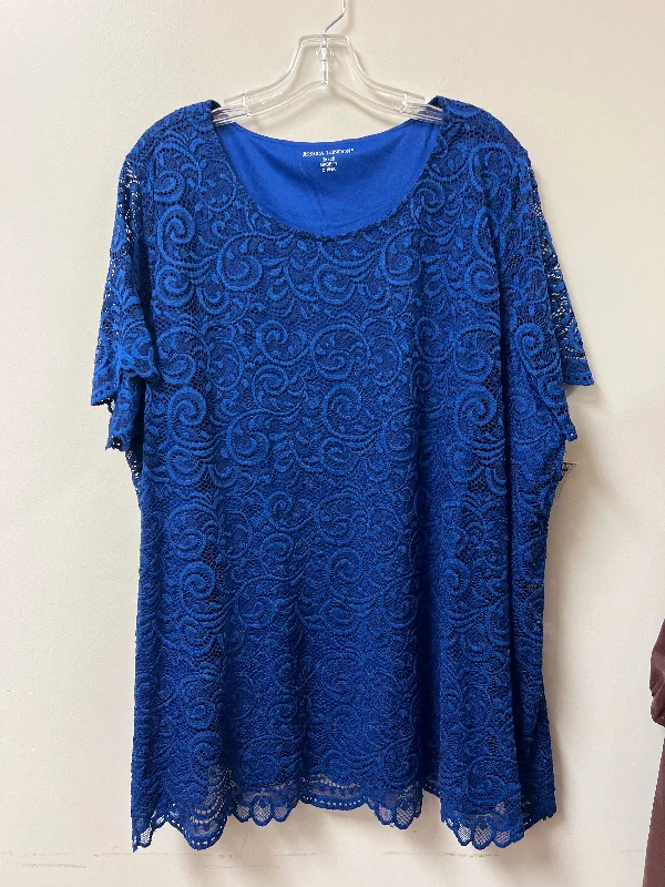 Personalized Outfit Top Short Sleeve By Jessica London In Blue, Size: 4x