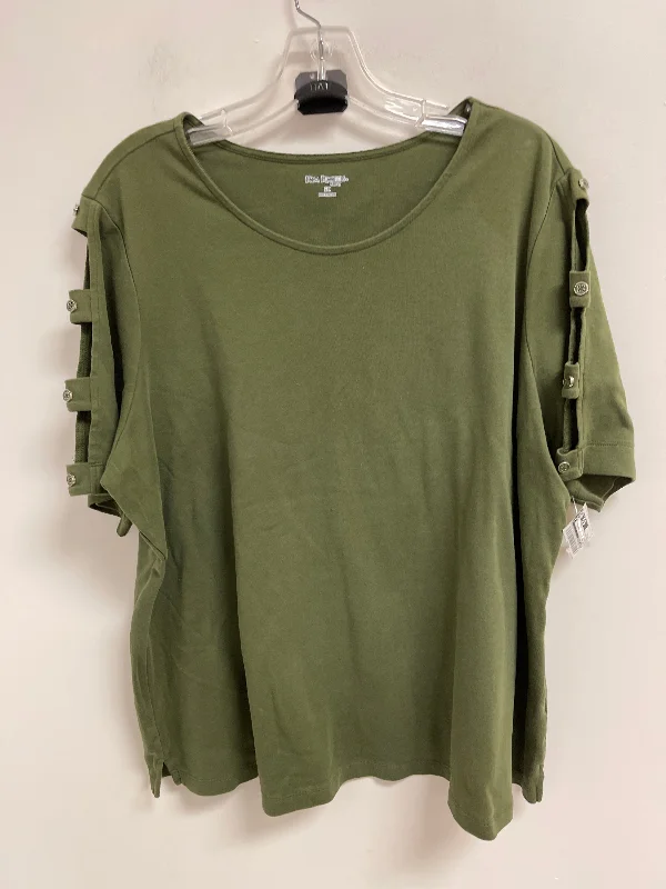 Soft Textures Top Short Sleeve By Kim Rogers In Green, Size: 2x