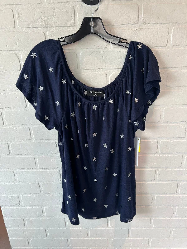 Relaxed Clothing Top Short Sleeve By Lane Bryant In Blue & Silver, Size: 1x