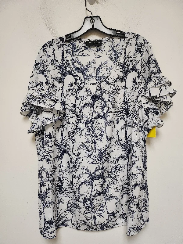 Breezy Outfits Top Short Sleeve By Lane Bryant In Blue & White, Size: 2x