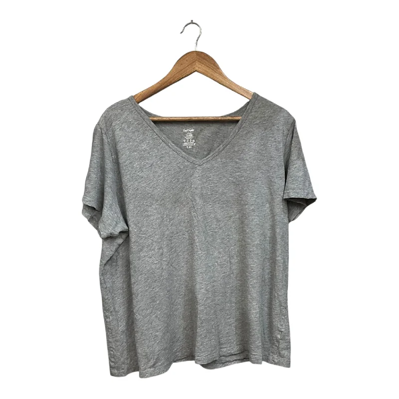 Fashionable Prints Top Short Sleeve By Lord And Taylor In Grey, Size: 1x
