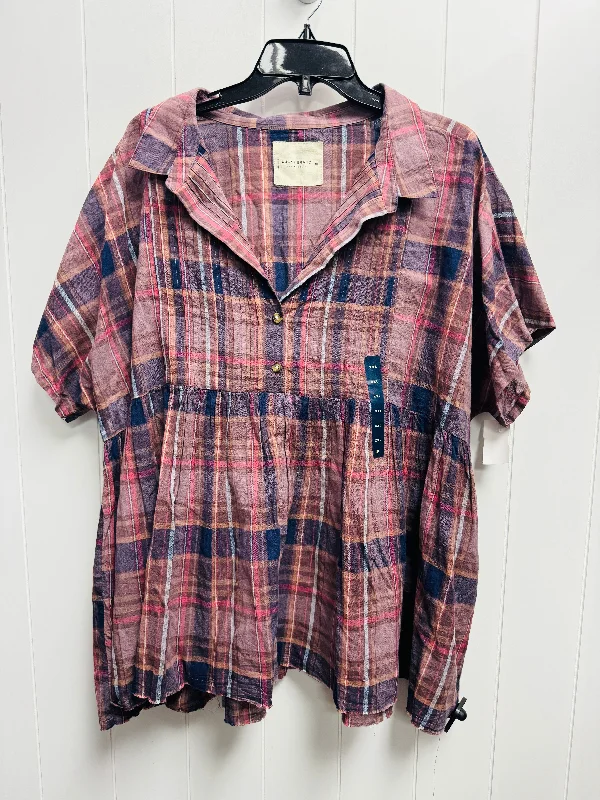 Playful Style Top Short Sleeve By Lucky Brand In Purple, Size: Xxl