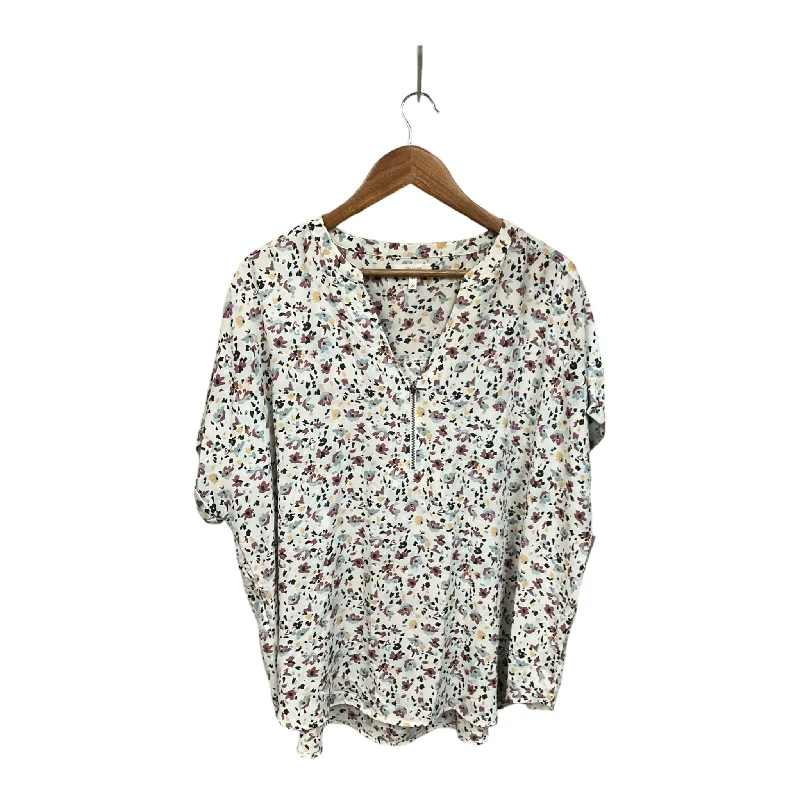 Classic Style Top Short Sleeve By Maurices In Floral Print, Size: 2x