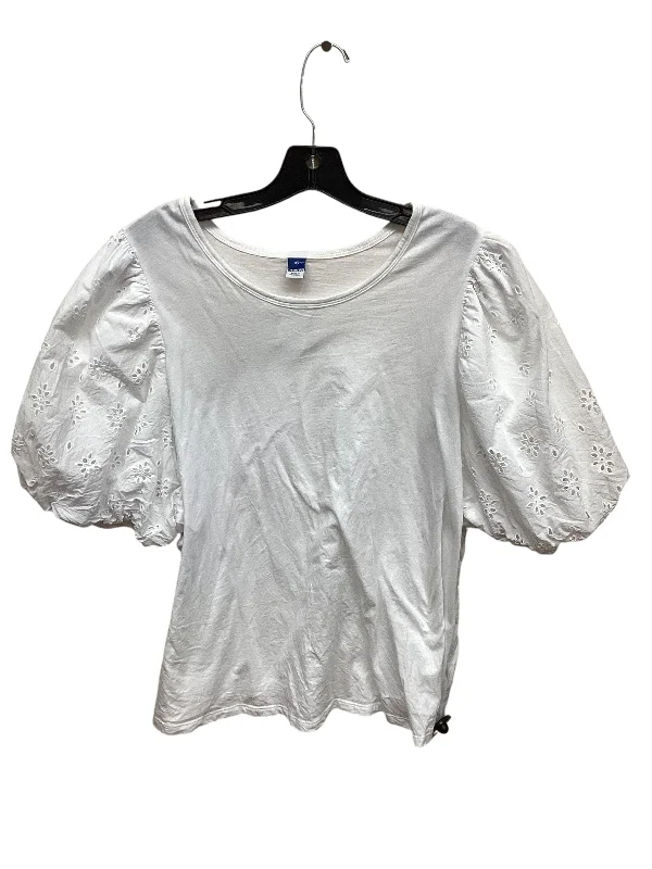 Embroidered Letters Top Short Sleeve By Old Navy In White, Size: 3x