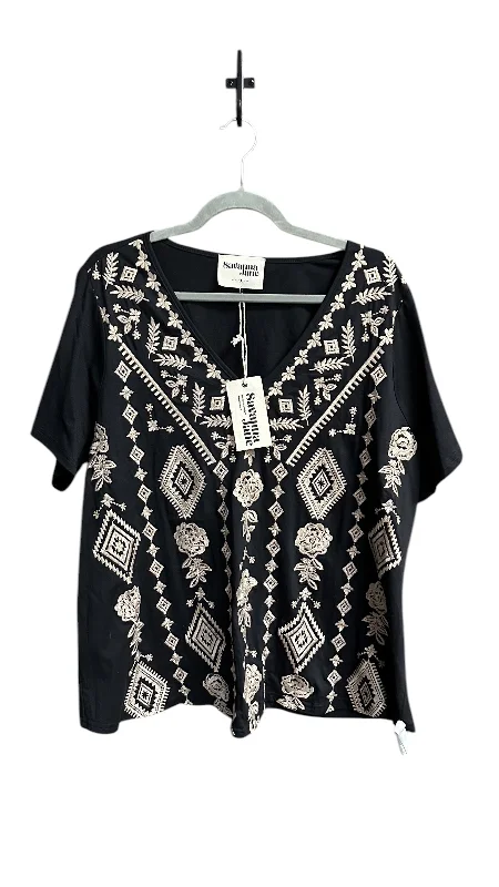 High Street Design Top Short Sleeve By Savanna Jane In Black, Size: Xl