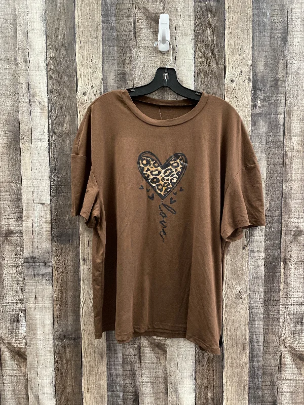 Urban Sense Top Short Sleeve By Shein In Brown, Size: Xl