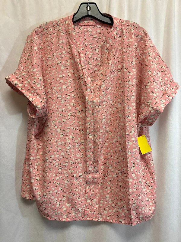 Fashionable In The Times Top Short Sleeve By Shein In Pink, Size: 1x