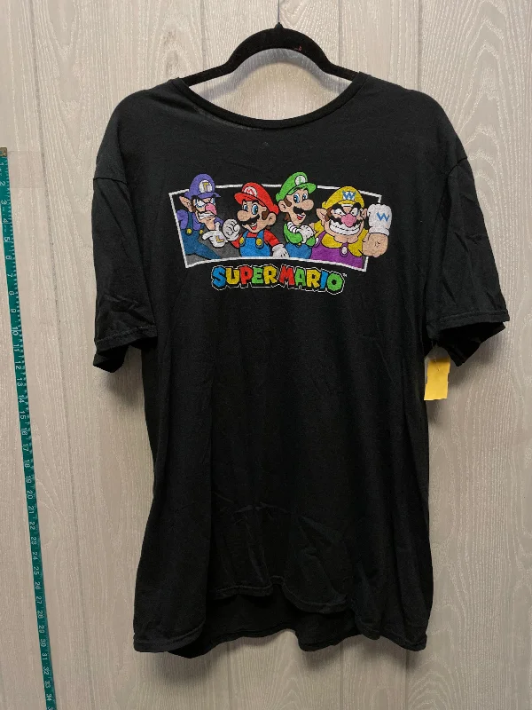 Easy Comfort Style Top Short Sleeve By super Mario  In Black, Size: Xl