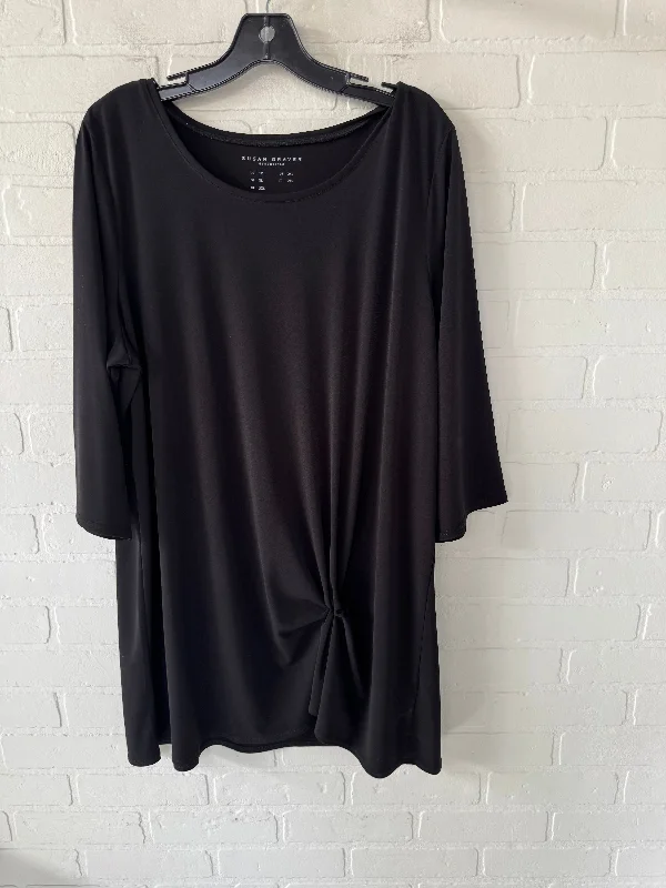 Celebrity Style Top Short Sleeve By Susan Graver In Black, Size: 1x