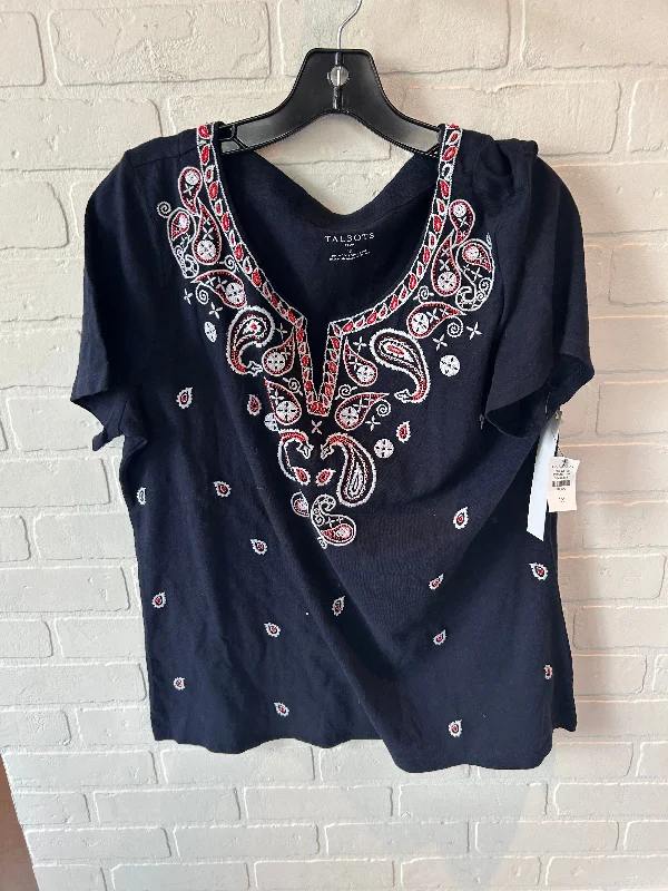 Soft Fabric Looks Top Short Sleeve By Talbots In Blue & Red & White, Size: 1x