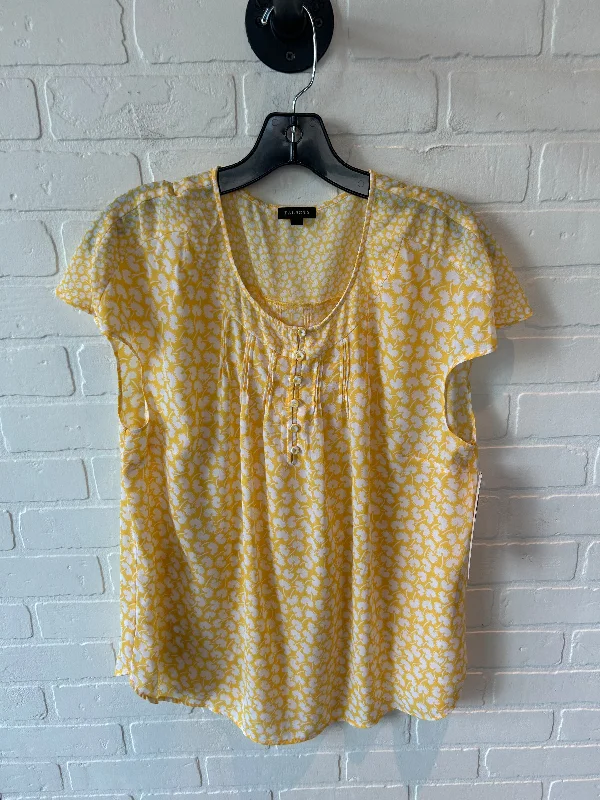 Everyday Chic Top Short Sleeve By Talbots In White & Yellow, Size: Xl